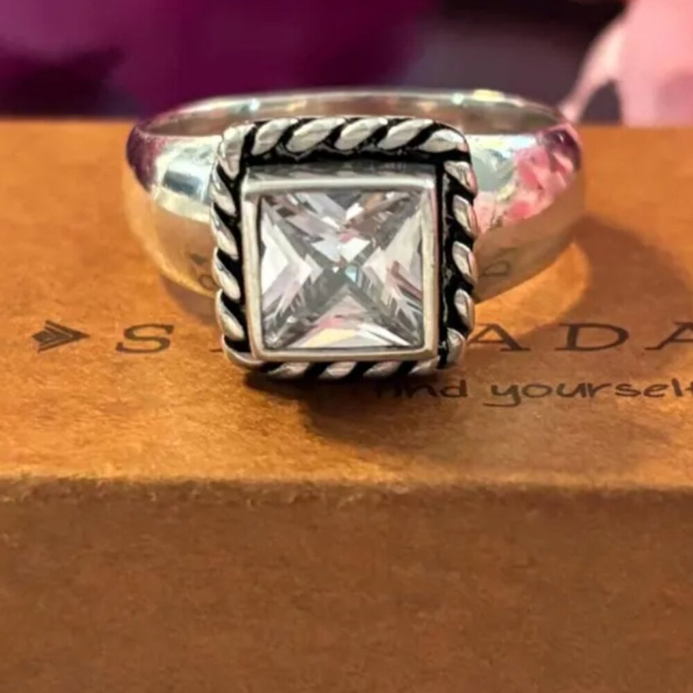 Vintage Silpada 925 Sterling Silver Princess Cut Cubic Zirconia Ring - Geometric - Picture 6 of 13